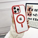 Wholesale Crystal Clear Magnetic Ring Protective Armor Case with MagSafe Technology for Apple iPhone 16 Pro Max (Red)
